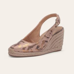 Naturalizer Pearl Espadrilles Pump in Beige Metallic Leopard Women's Sz 6